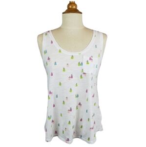 Pineapple Graphic Print Hi Low Tank Top XS